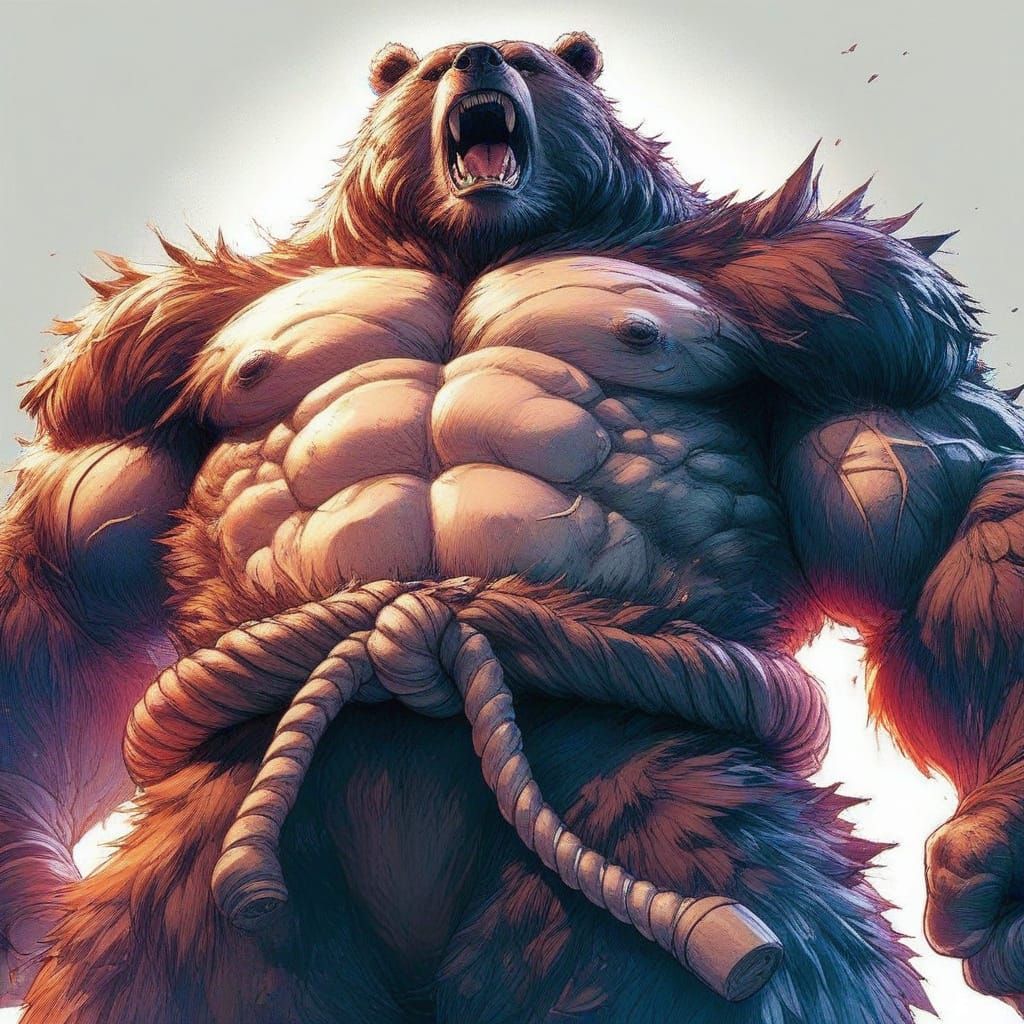 Stunning Grizzly Bear Street Fighter II Turbo-Inspired Anime...