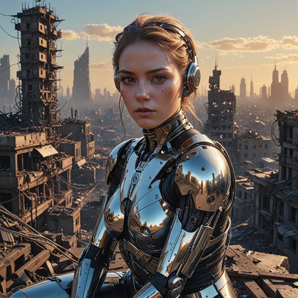 Cyberpunk Goddess in Ruins