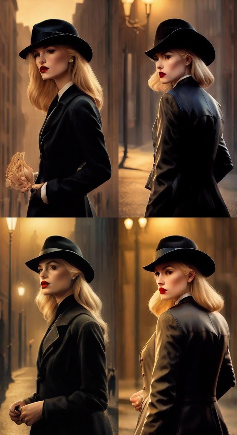Film Noir Portrait: Blonde Femme Fatale in Shadows