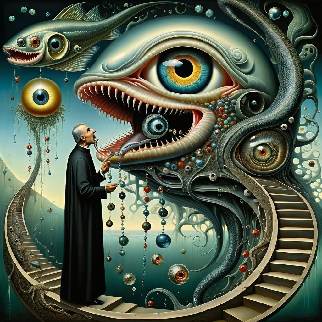 Surreal Eel Feast Inspired by Bosch and Dali