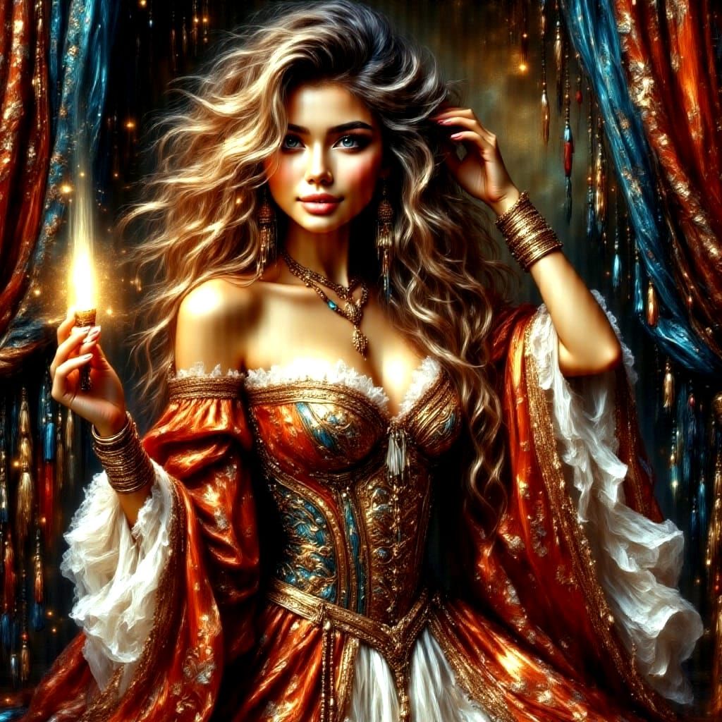 Ethereal Medieval Maiden with Broken Hourglass