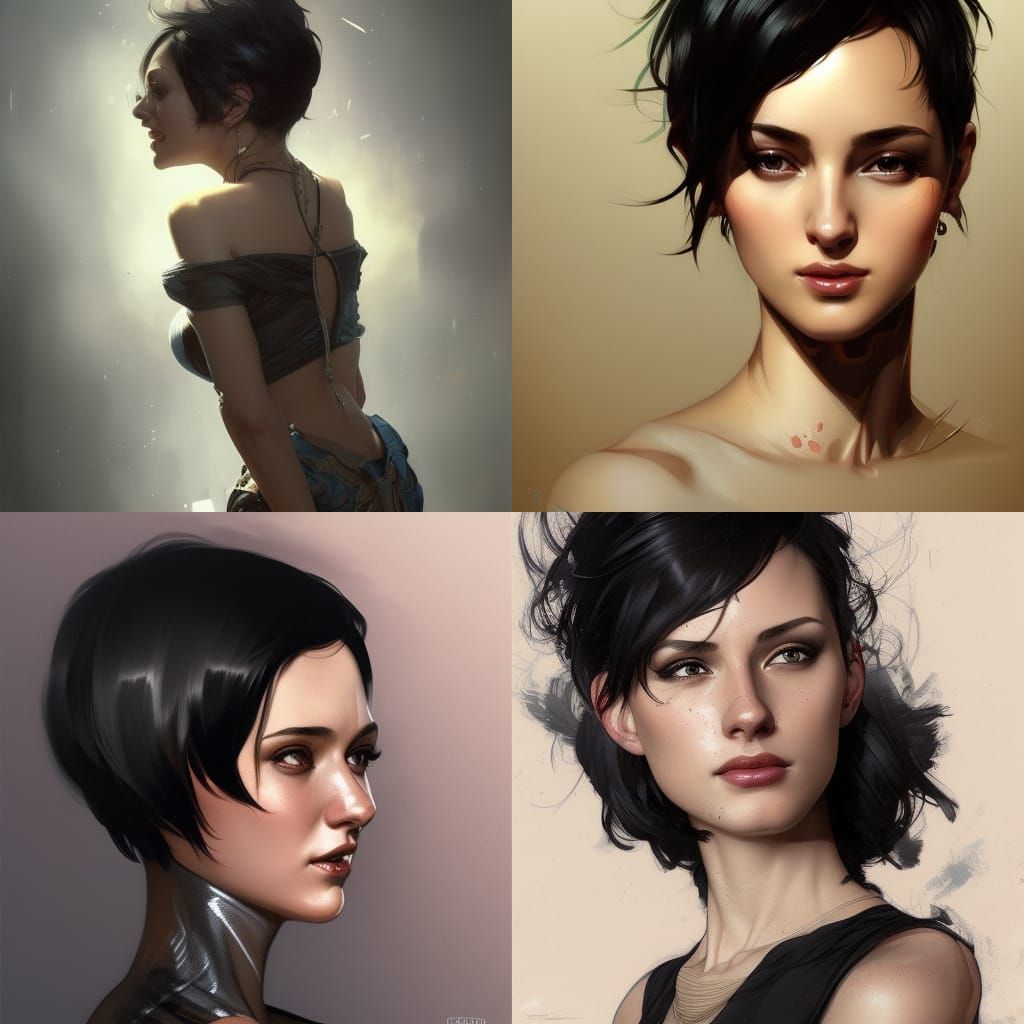 Smiling Woman Portrait in Art Nouveau Style