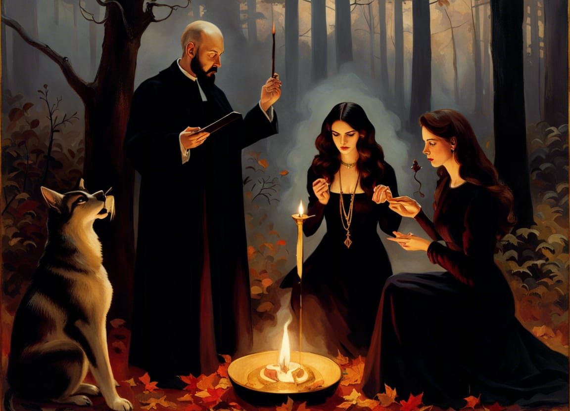 Dark Cottagecore Occult Ritual in Autumn Woods
