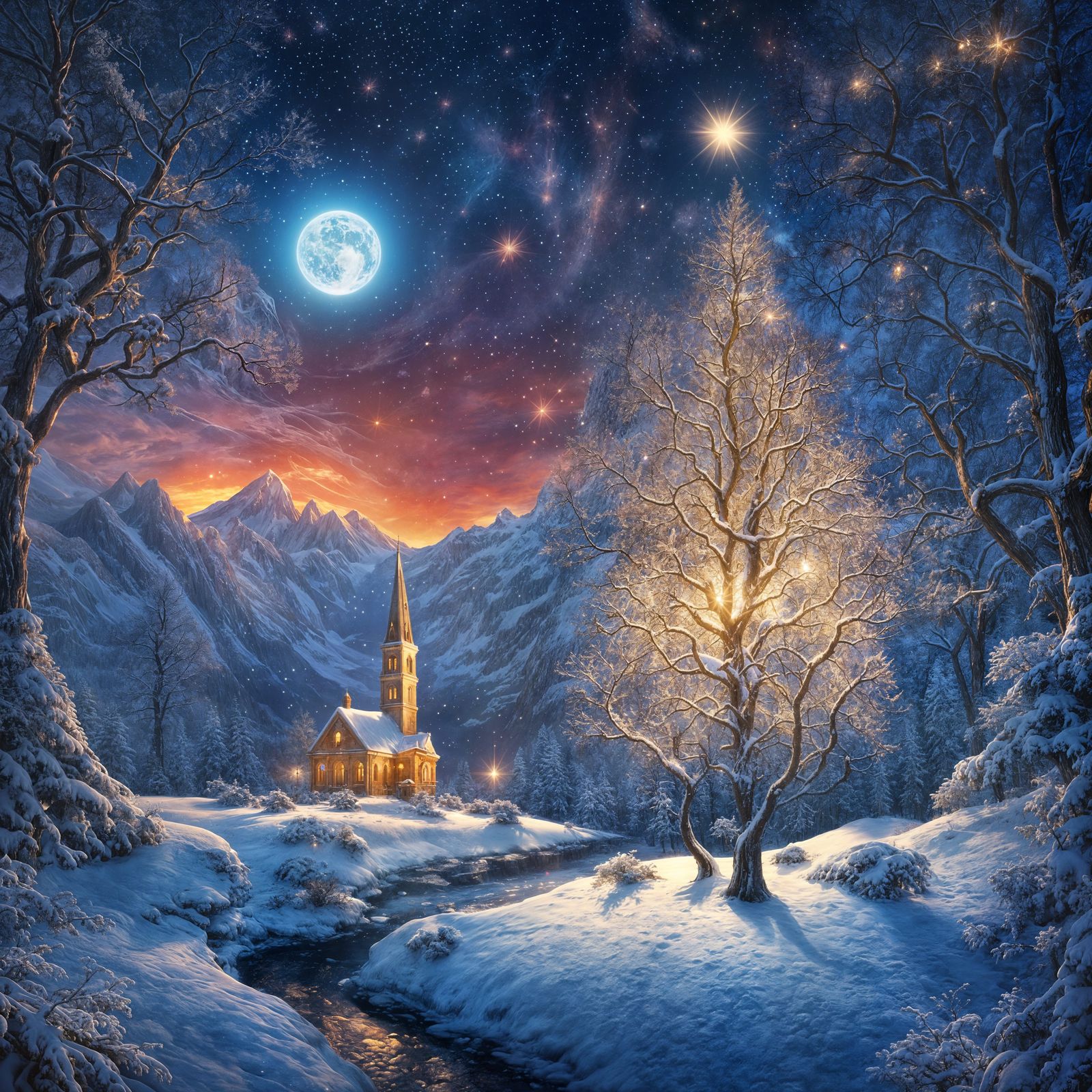 Iridescent Earth in Radiant Winter Wonderland