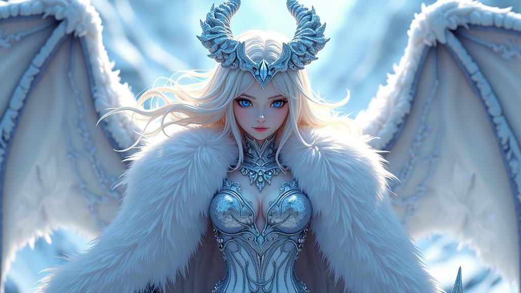 Icy Demon Woman in Anime-Inspired 3D Art