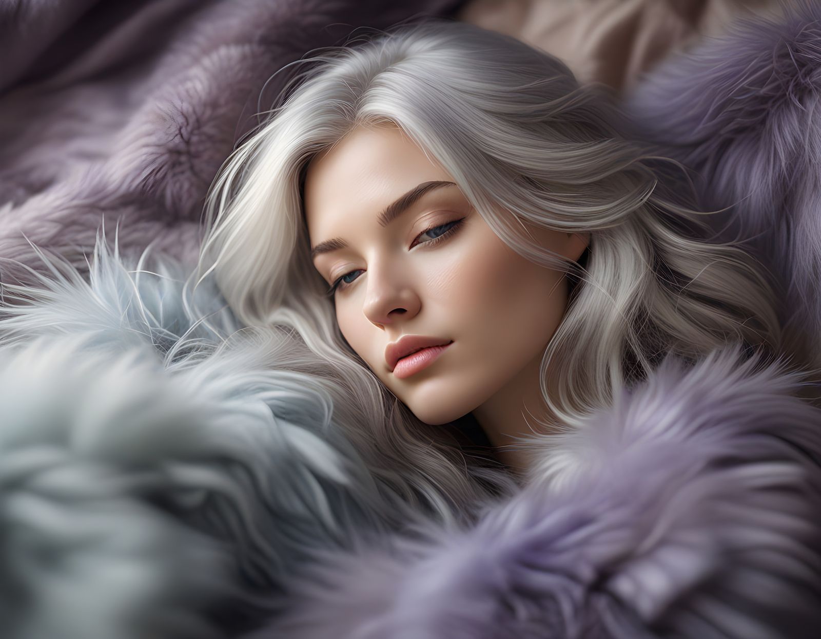 Majestic Norse Goddess Slumbers Among Furs