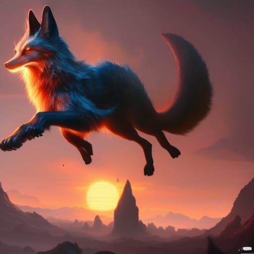 Detailed Fox in Dark Fantasy Style
