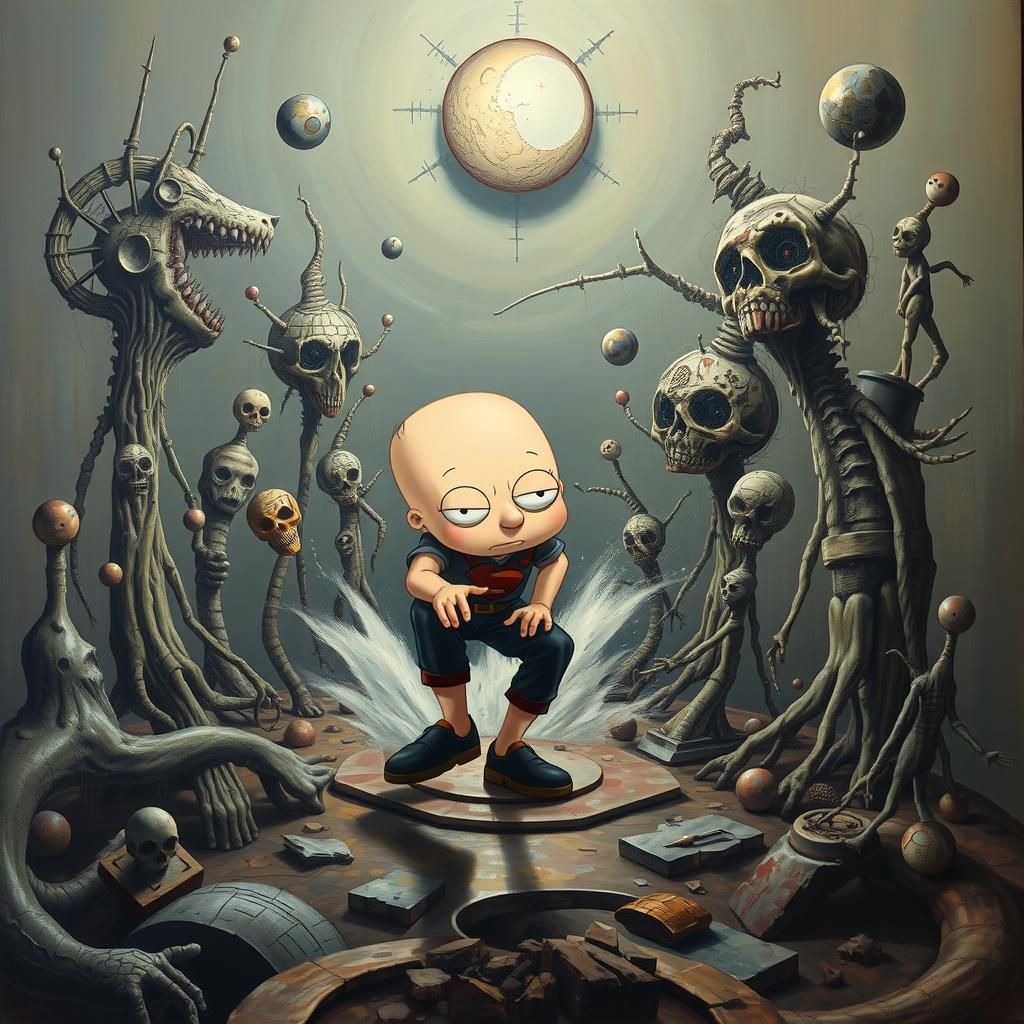 Stewie Griffin in Dystopian Surrealism