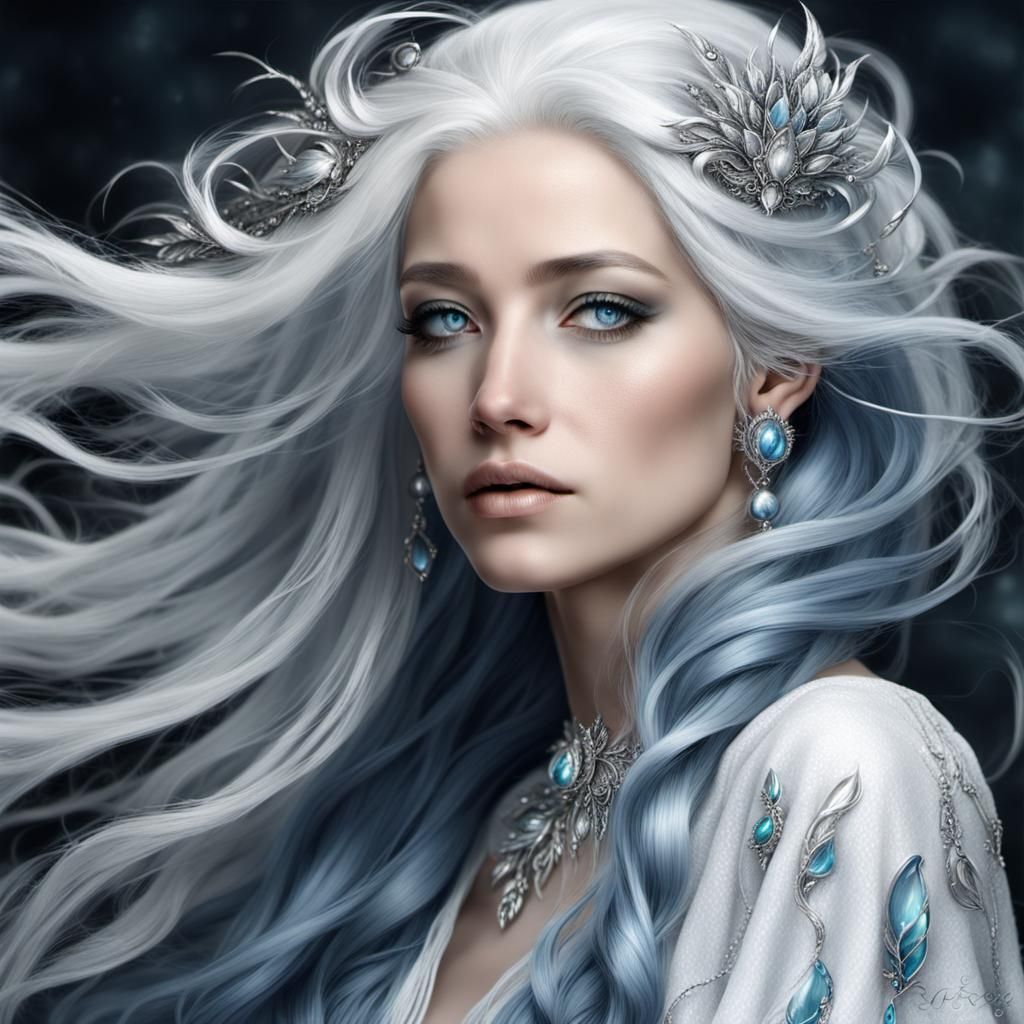Elemental Nymph: Beautiful Woman with Flowing Hair