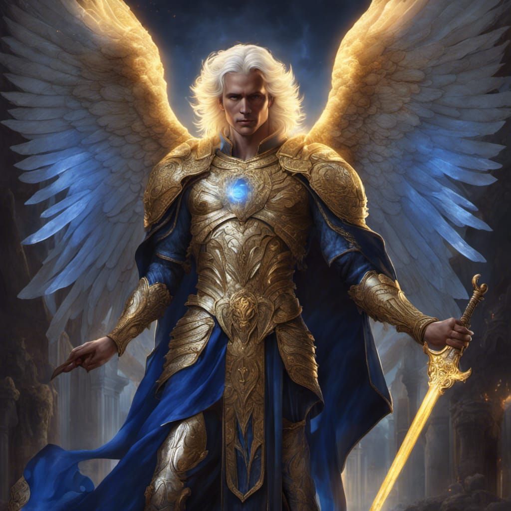 Archangel Uriel with Golden Wings in Renaissance Style