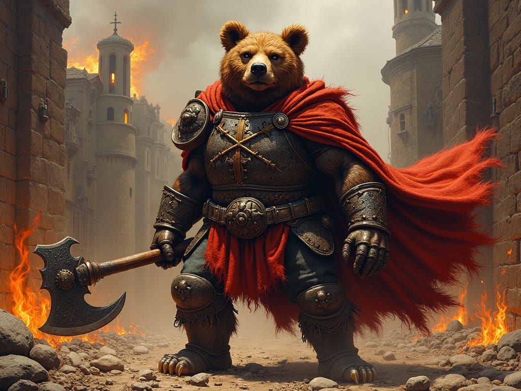 Fozzie Bear as Visigoth Warrior in Dark Fantasy Art