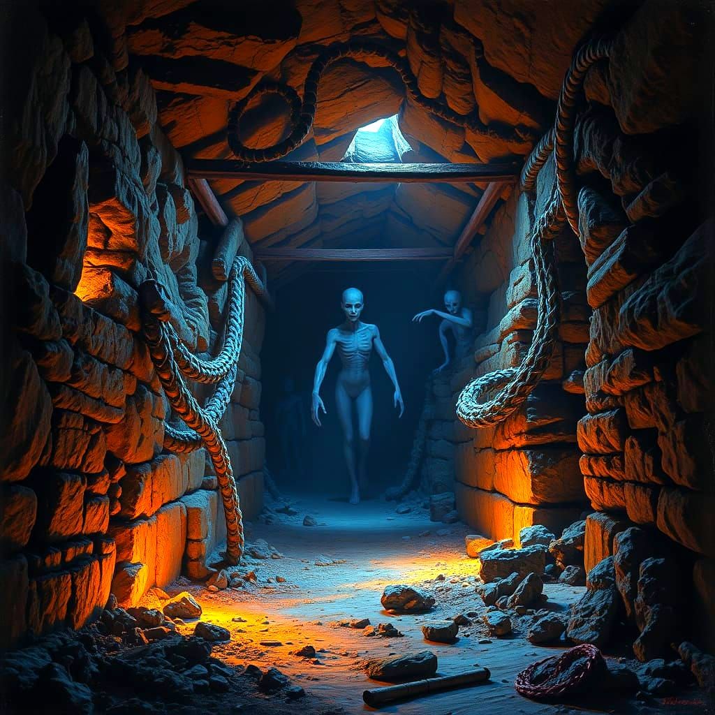 Surreal Mine Scene with Melting Walls