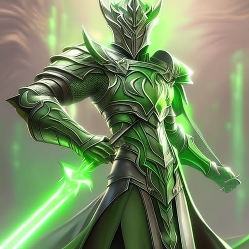 Green Knight Portrait in Art Nouveau Style