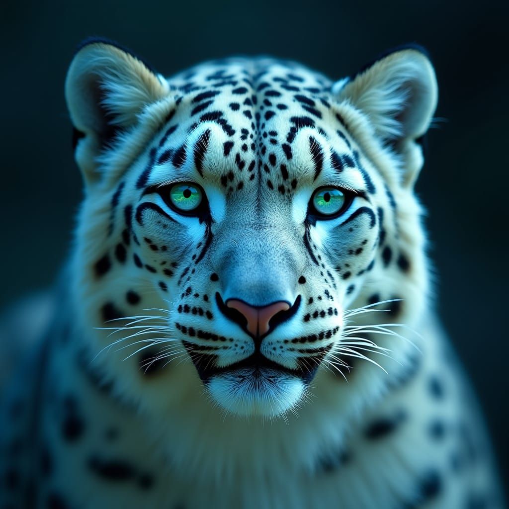 Mystical Snow Leopard Radiates Ethereal Glow