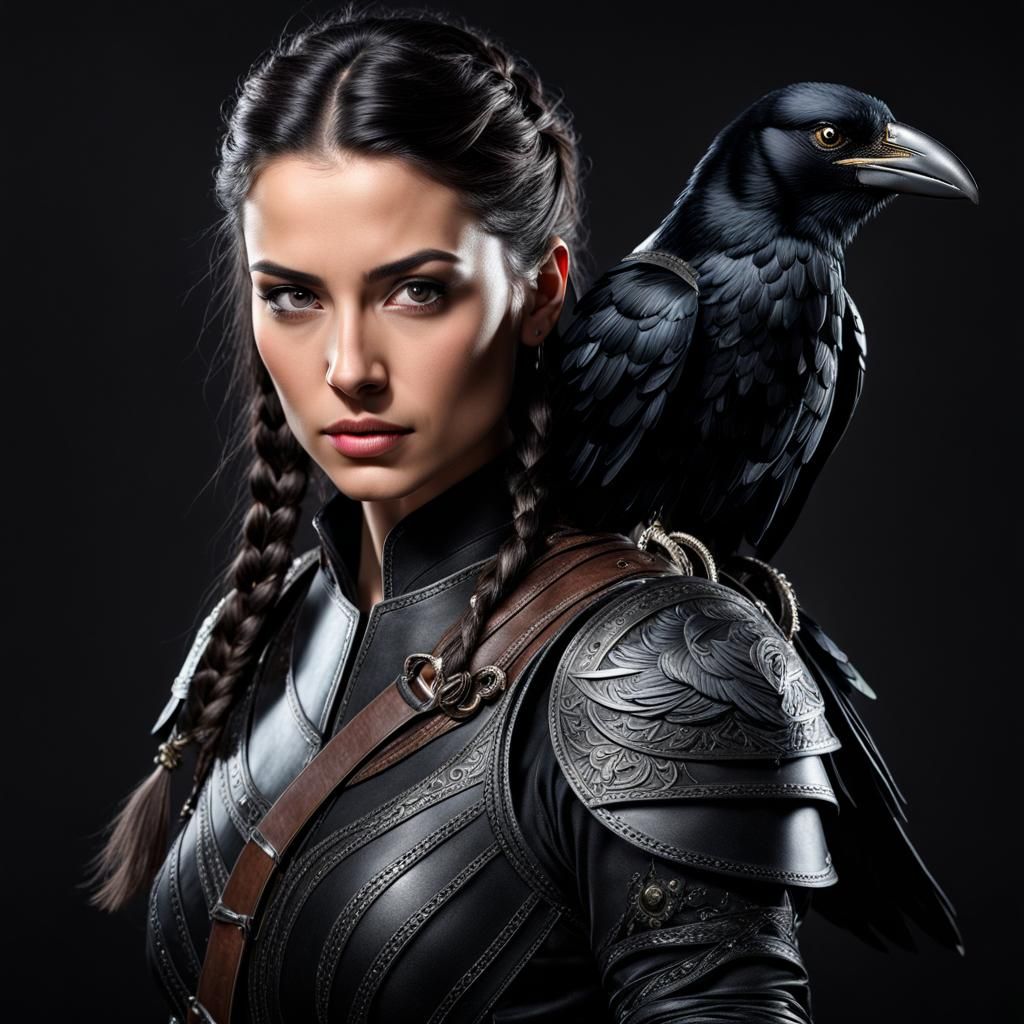 Elegant Female Thief with Raven Etching