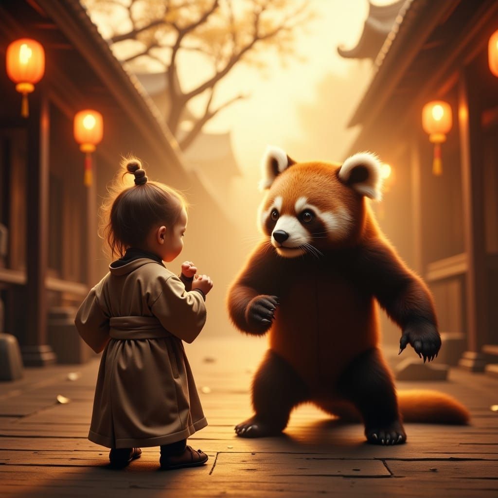 Cinematic Kung Fu Showdown in Ancient Chinese Town