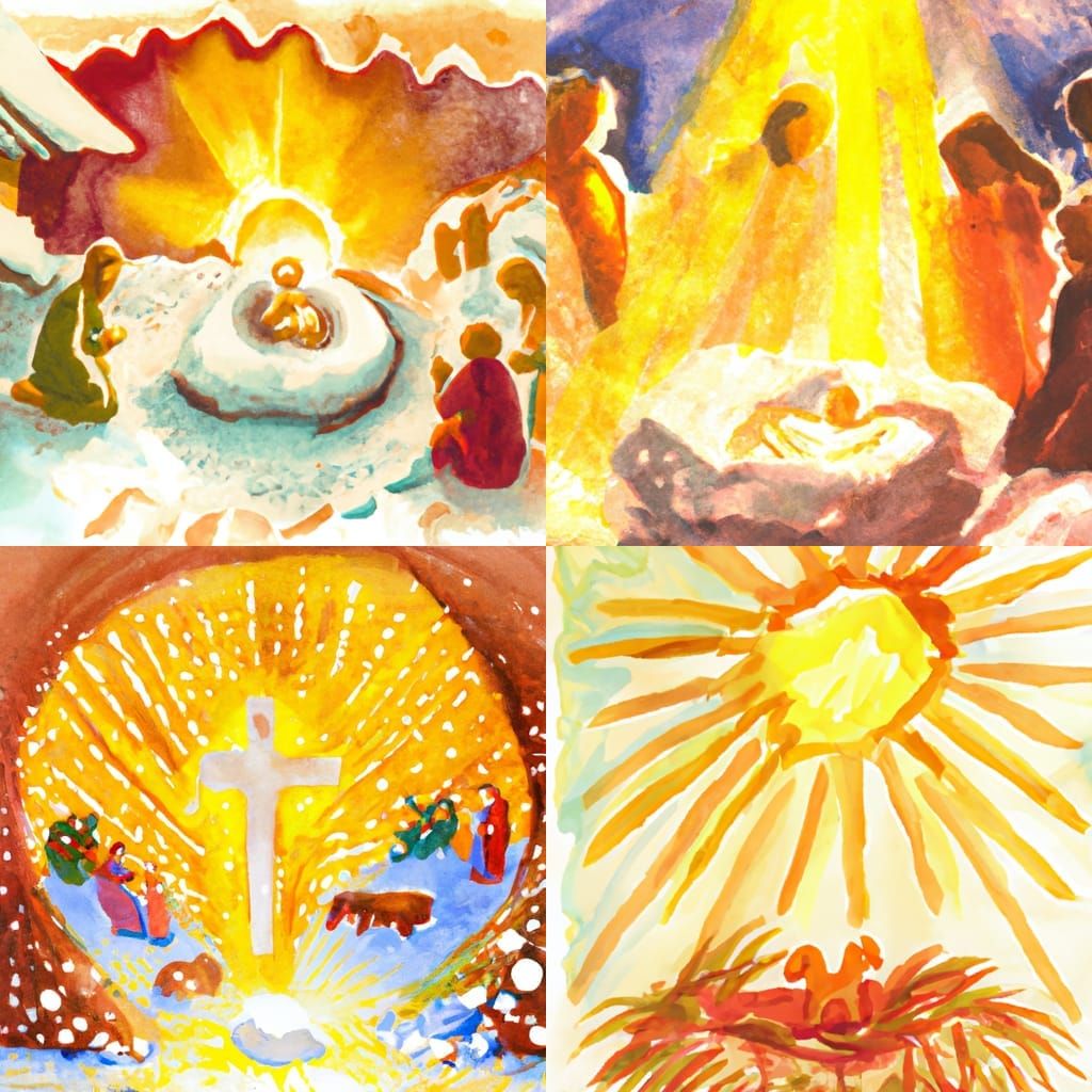 Dreamy Nativity Scene in Watercolor