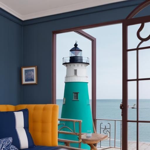 Bold Colors Lighthouse Scene
