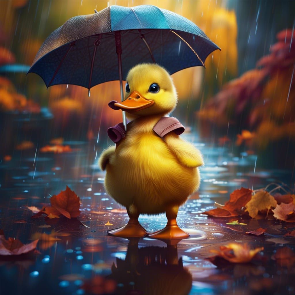 Duckling in Autumn Rain, Disney Style