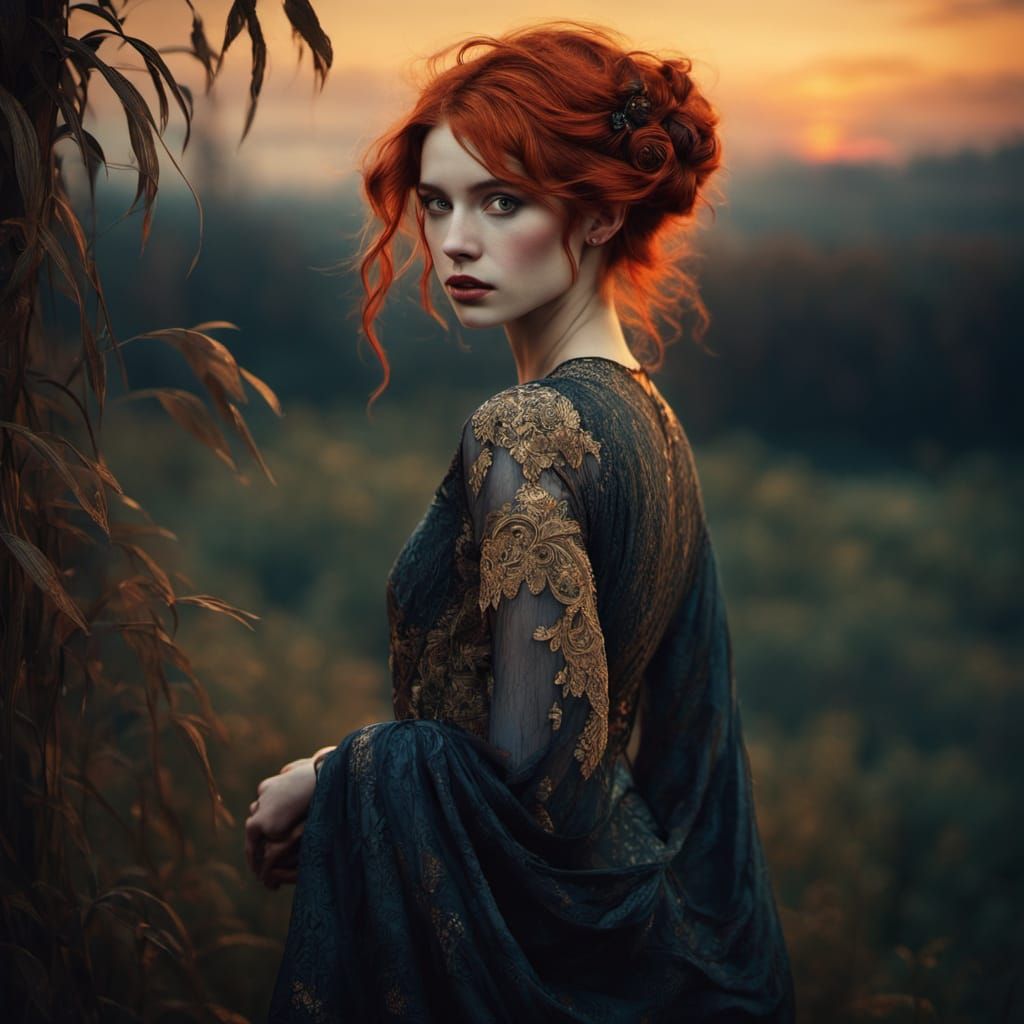 Punk Redhead Clubbing in Twilight Haze