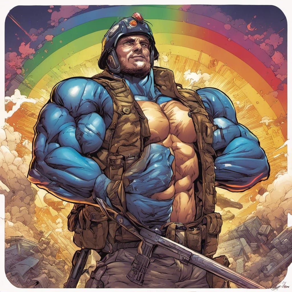 Rainbow Soldier in Comic Book Style
