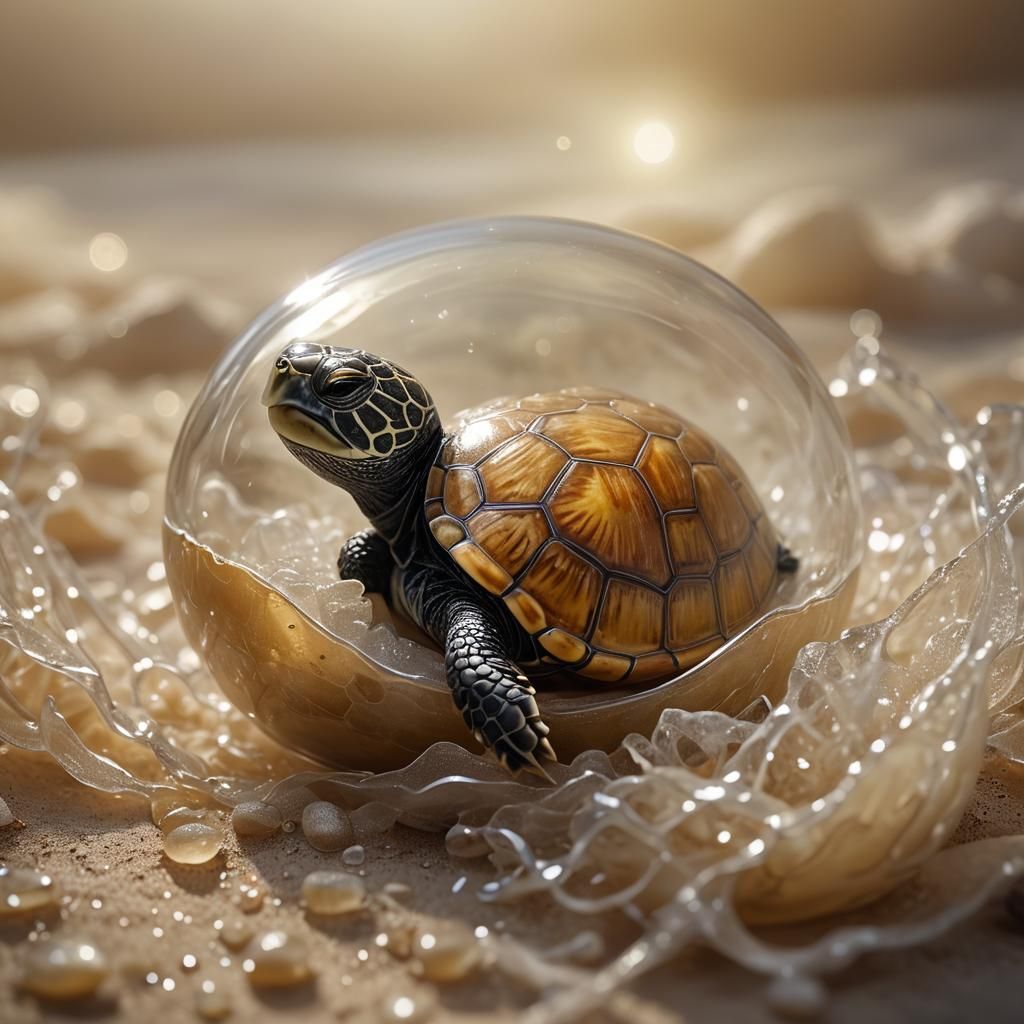 Baby Turtle in Glass Egg: Magical Realism