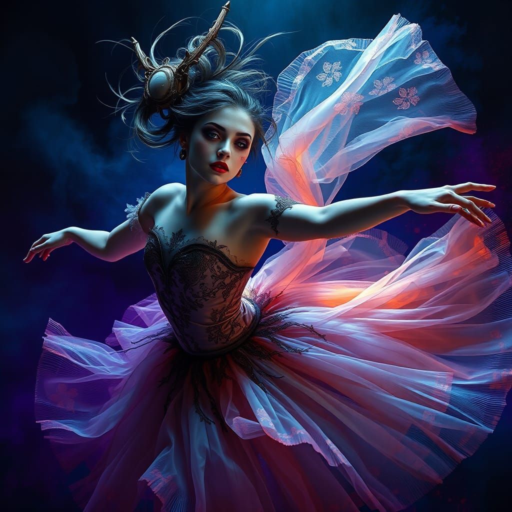 Gothic Ballerina in Motion: Fantasy Concept Art