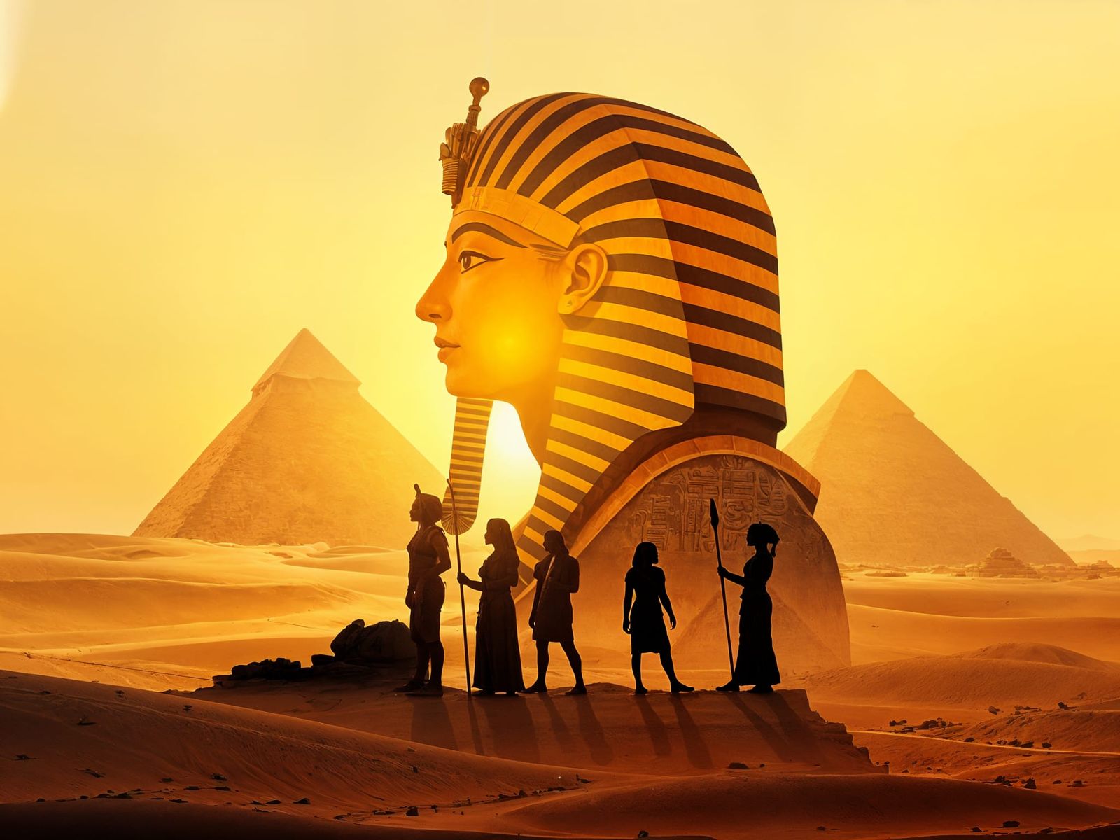 Tutankhamun Double Exposure Silhouette with Pharaohs