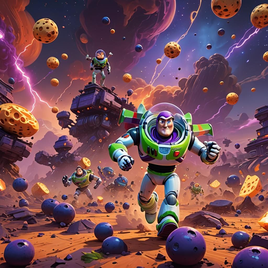 Buzz Lightyear Chasing Blueberry Bandit on Jupiter
