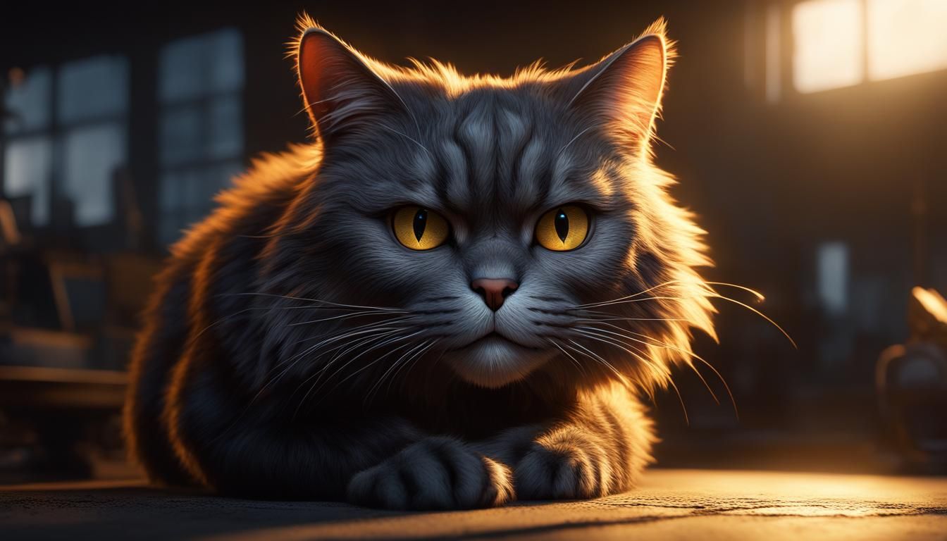 Hyperrealistic Cat on Nightshift in Golden Ratio