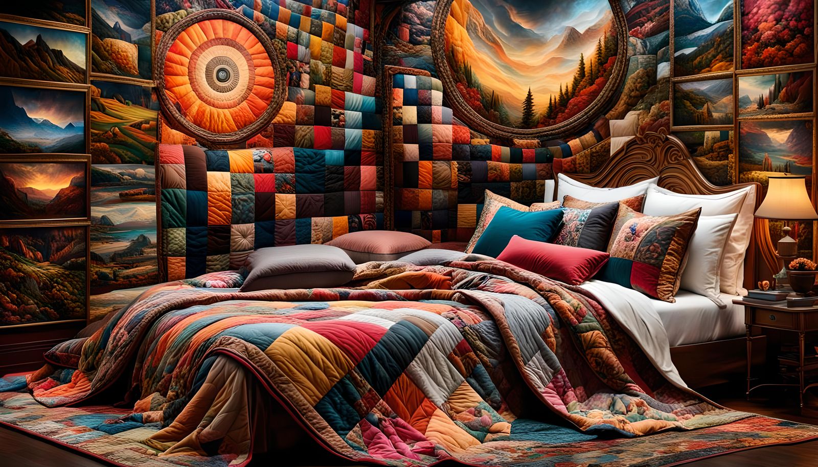 Quilt Bed Sheet Collage: Digital Matte Painting