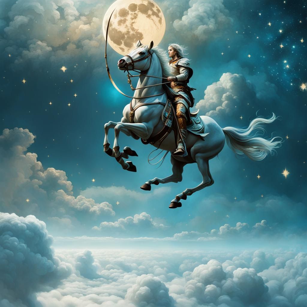 Dreamy Centaur on Moon, Splash Art Style