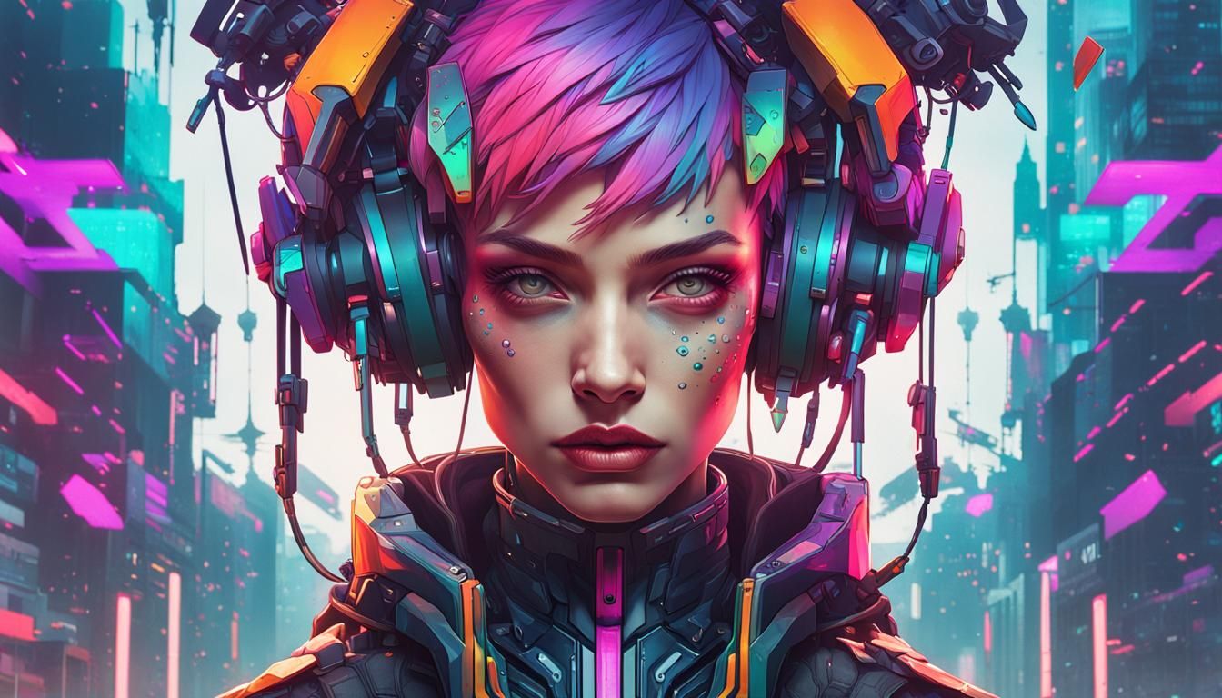 Vibrant Cyberpunk Portrait in 8k Resolution
