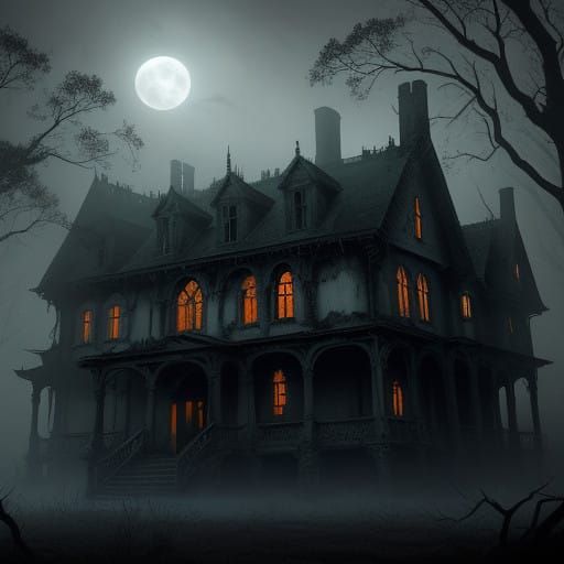 Mysterious, Abandoned Mansion in Dark, Moody Style