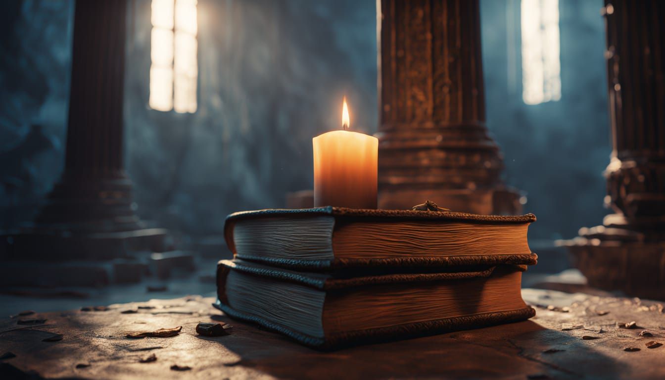 Epic Leather Bound Tome in Mysterious Atmosphere