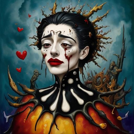 Boy in Emotional Depths: Surreal Impasto Painting