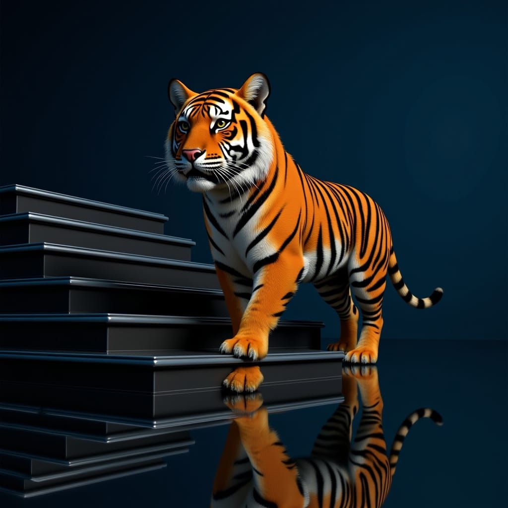 3D Tiger Walking on Impossible Geometric Stairs