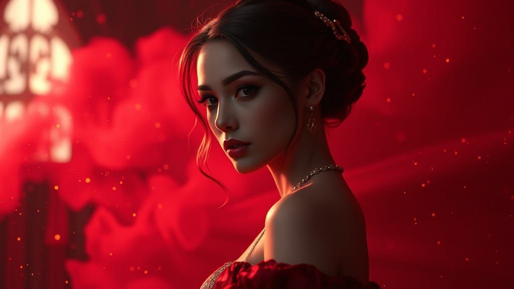 Dreamlike Beauty in Dark Red Hues, Hyper Detailed in Unreal ...