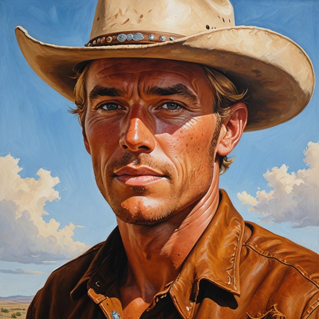 Texas Cowboy Oil Painting Portrait