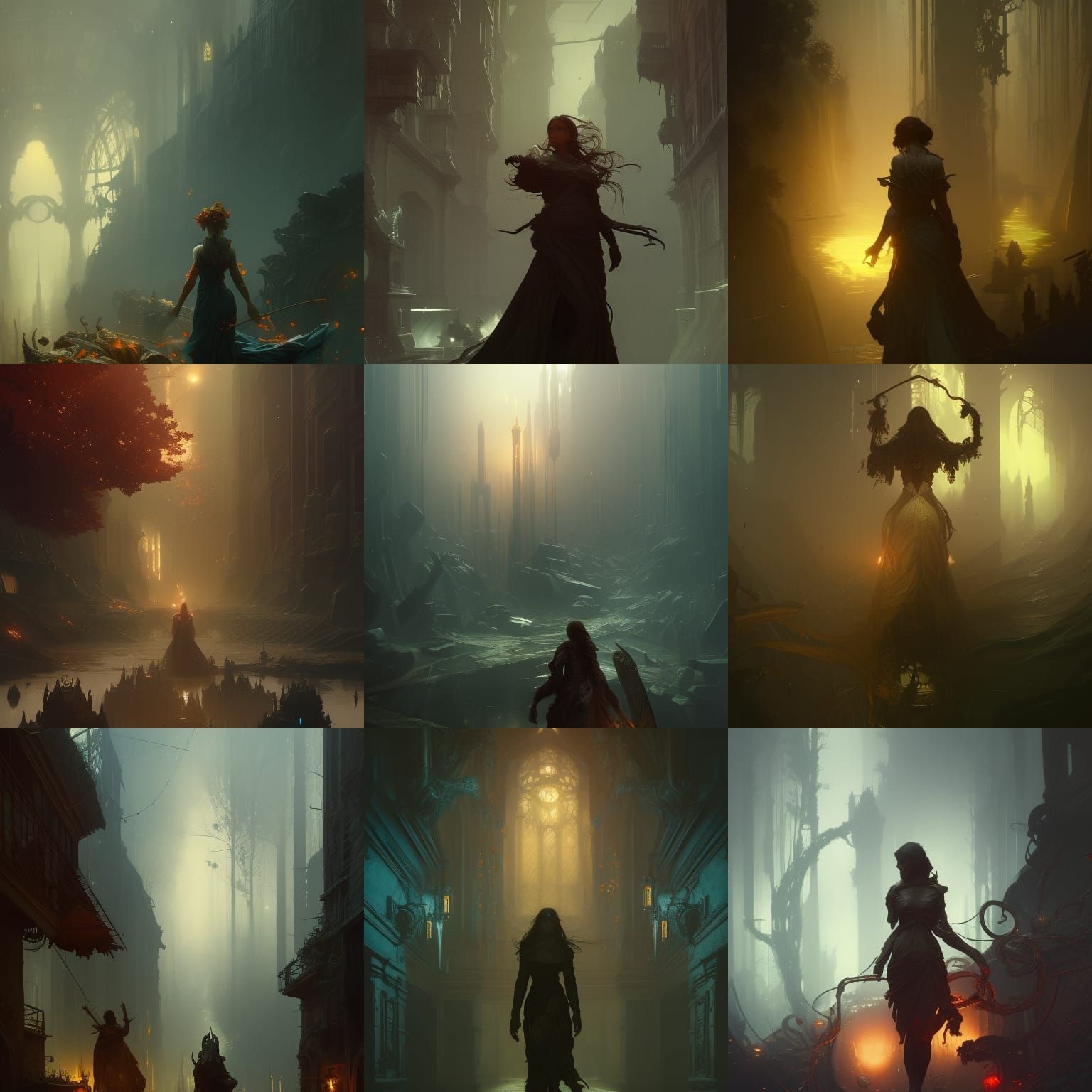 Dark Fantasy Masterpiece with Volumetric Lighting