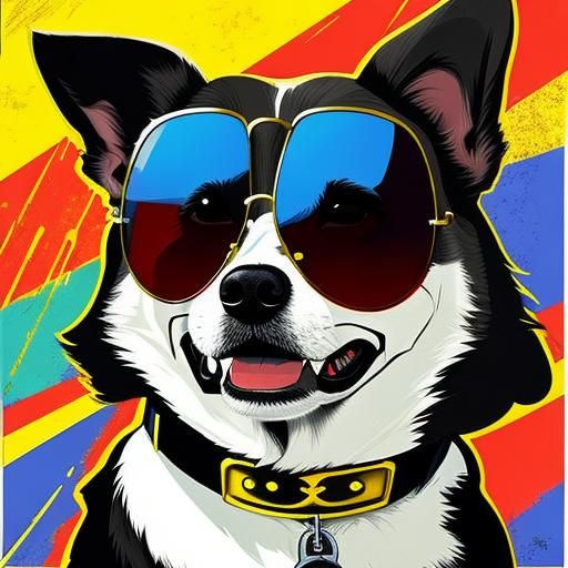 Dog in Sunglasses: Vintage Googie Pop Art