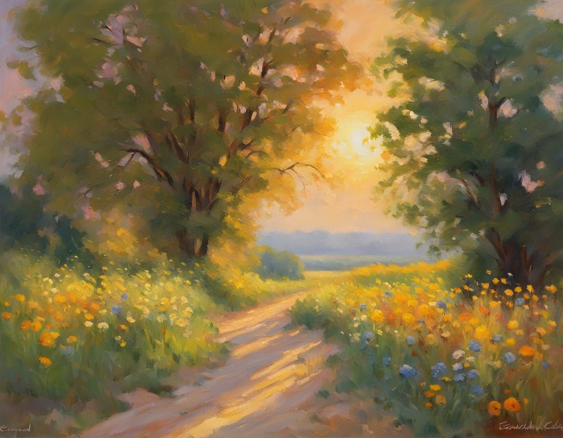 Impressionist Countryside Painting in the Style of Monet