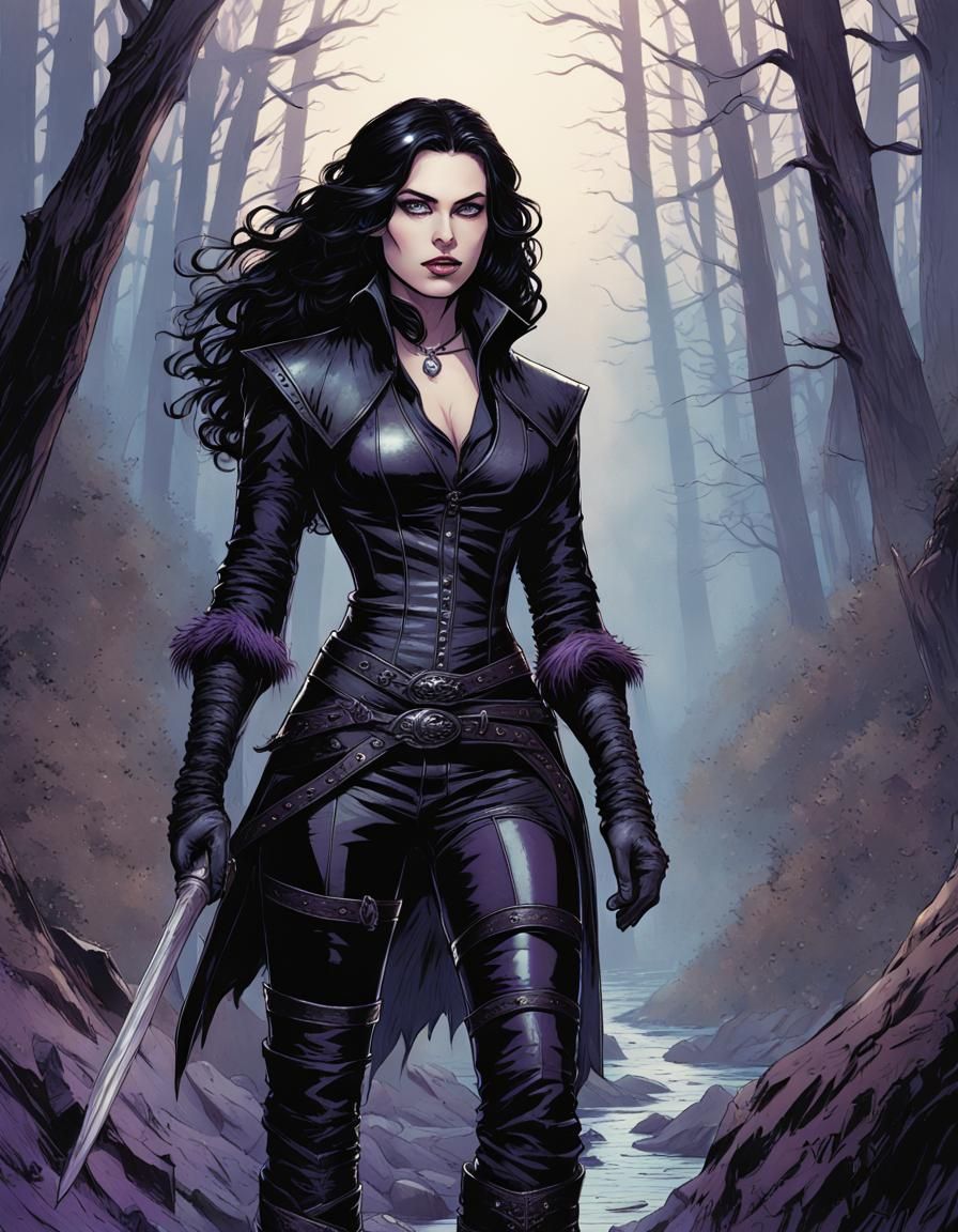 Sorceress Yennefer in Comic Book Art Style