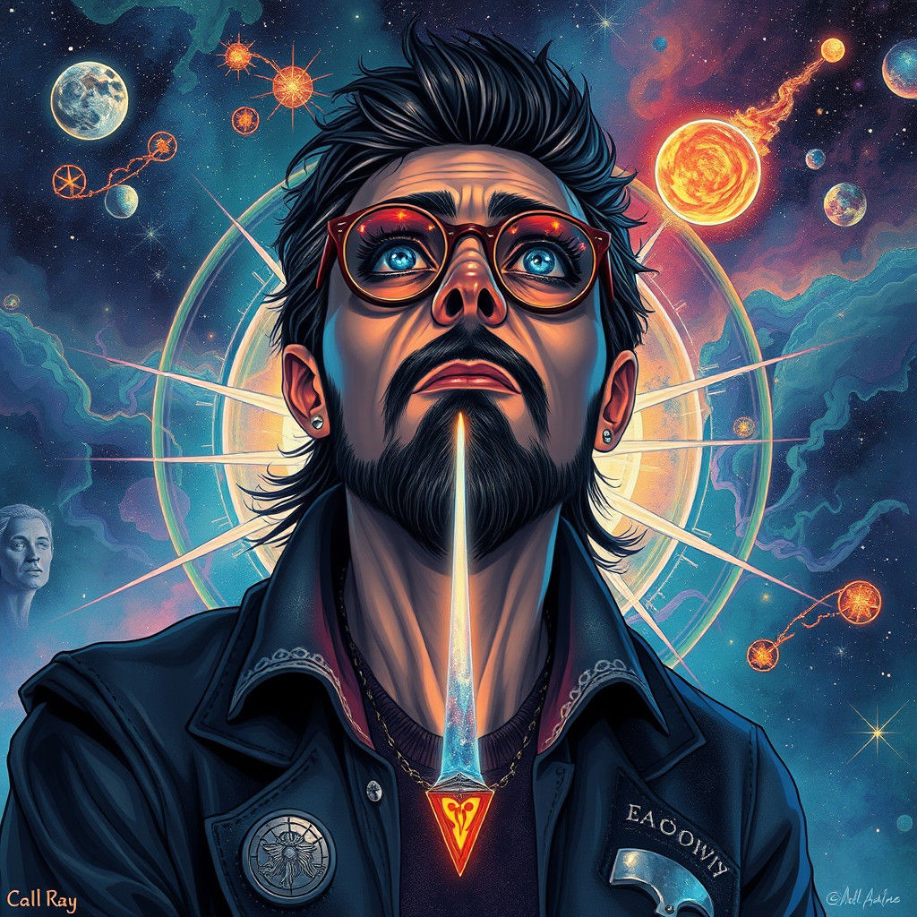 Astral Art Nouveau Illustration in Mixed Media