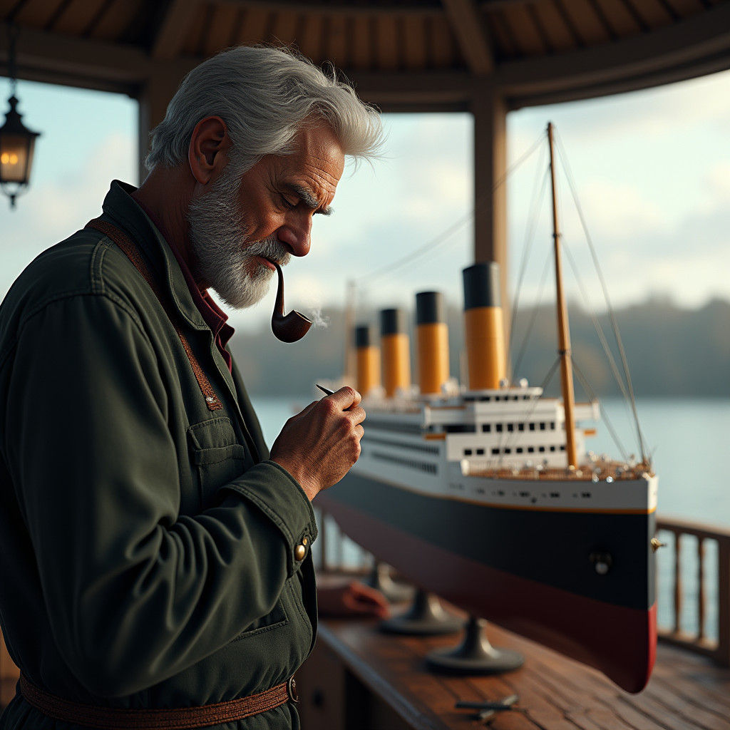 Boat Captain Model Ship Builder, Detailed Matte Painting
