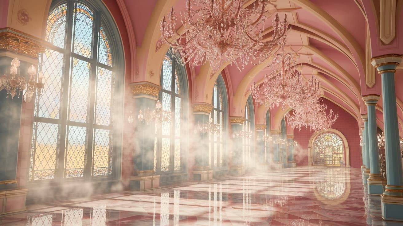 Pastel Mall Interior in Ethereal Fantasy Style