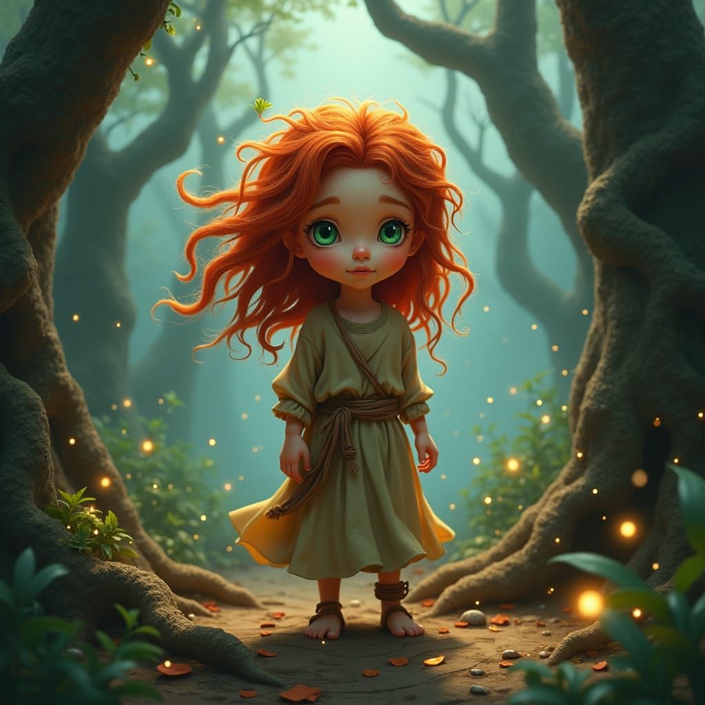 Mystical Forest Girl: Detailed Matte Painting