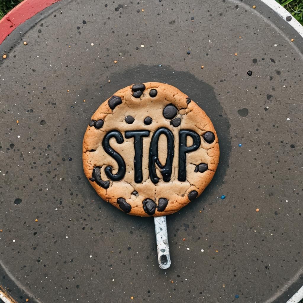 Cookie Graffiti on Stop Sign: Professional Photography