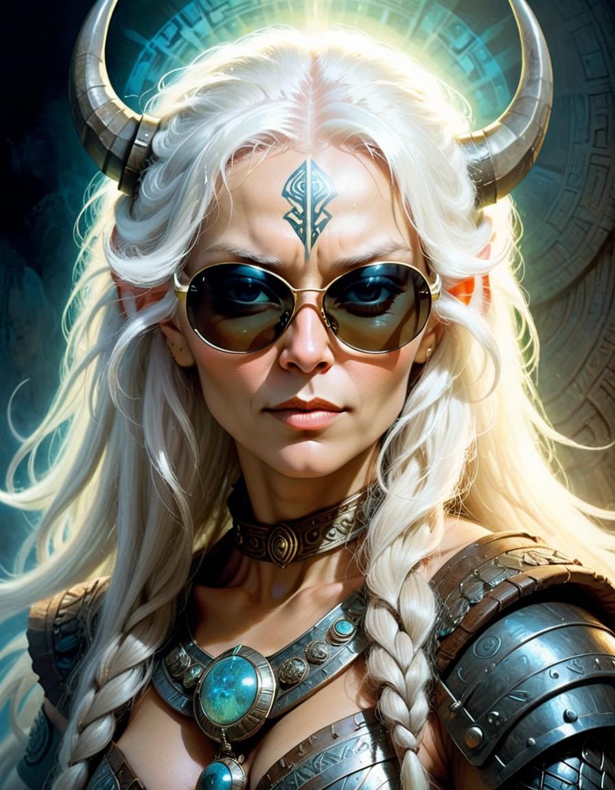 Goddess Emcee of Lemuria in a Psychedelic Art Style