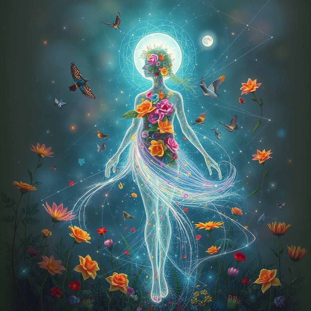 Surreal Goddess Embodies Mythical Landscapes in Ethereal Har...